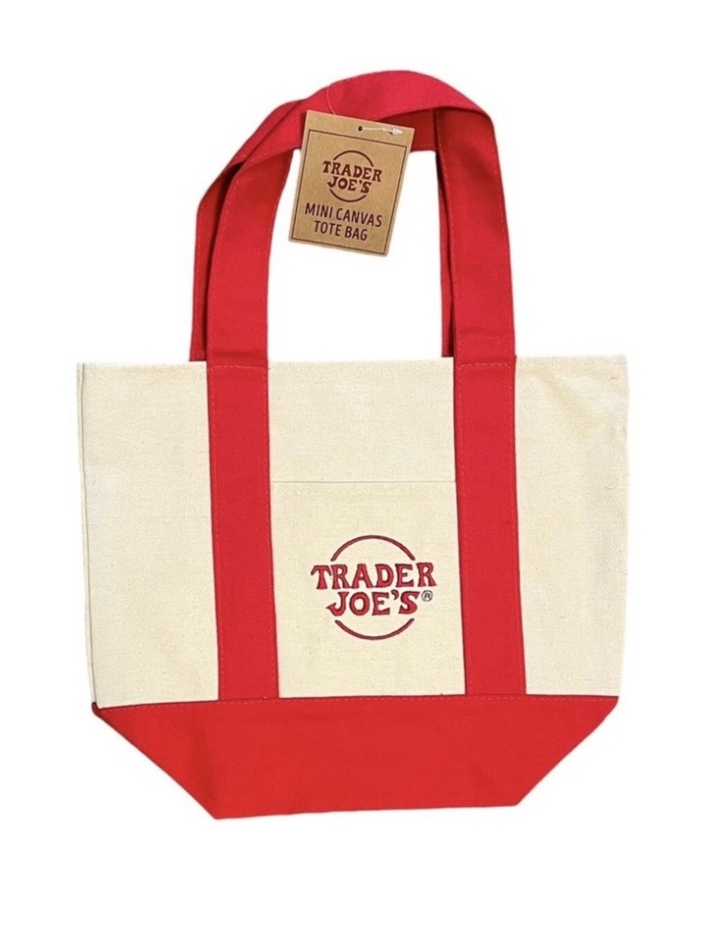 Trader Joe's Red & Cream Mini Canvas Tote